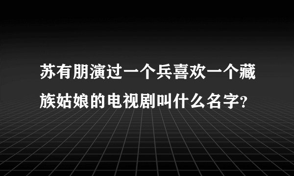 苏有朋演过一个兵喜欢一个藏族姑娘的电视剧叫什么名字？