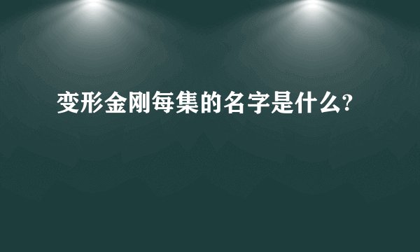 变形金刚每集的名字是什么?