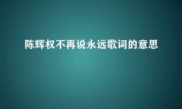 陈辉权不再说永远歌词的意思