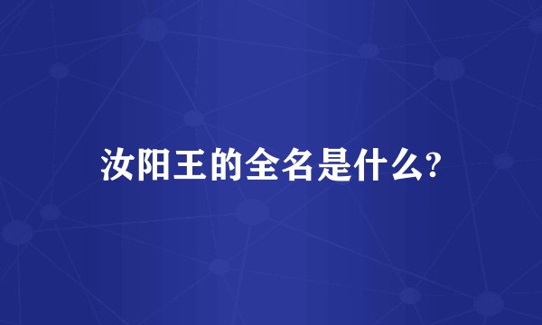 汝阳王的全名是什么?