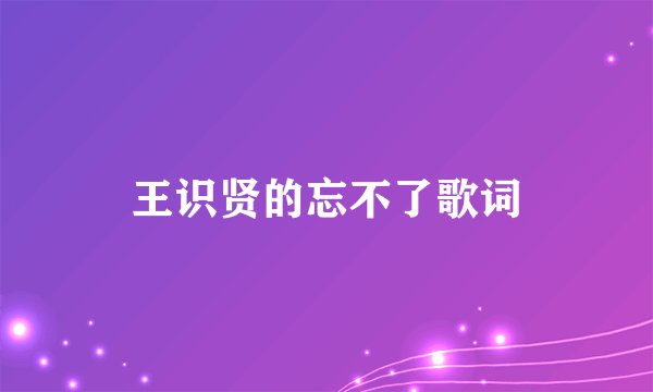 王识贤的忘不了歌词