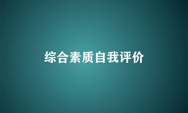 综合素质自我评价