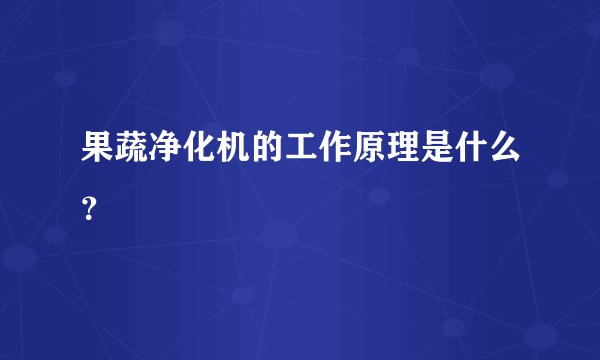 果蔬净化机的工作原理是什么？
