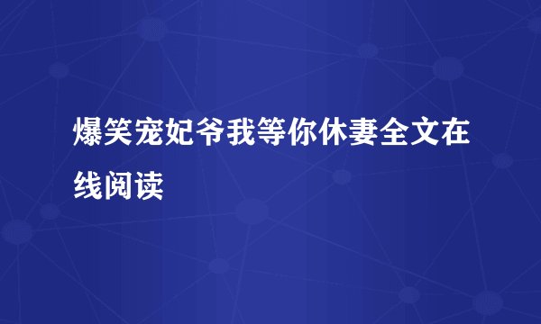 爆笑宠妃爷我等你休妻全文在线阅读