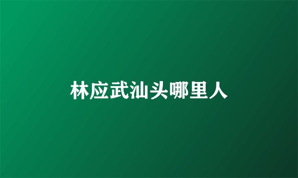 林应武汕头哪里人