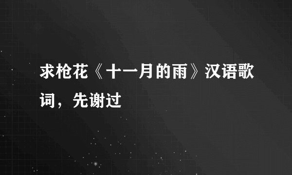 求枪花《十一月的雨》汉语歌词,先谢过