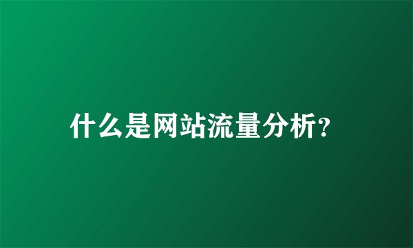 什么是网站流量分析?