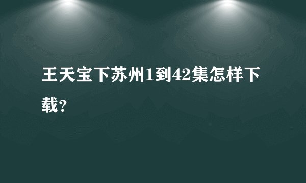 王天宝下苏州1到42集怎样下载？
