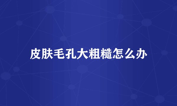 皮肤毛孔大粗糙怎么办
