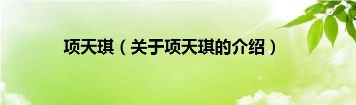 项天琪（关于项天琪的介绍）