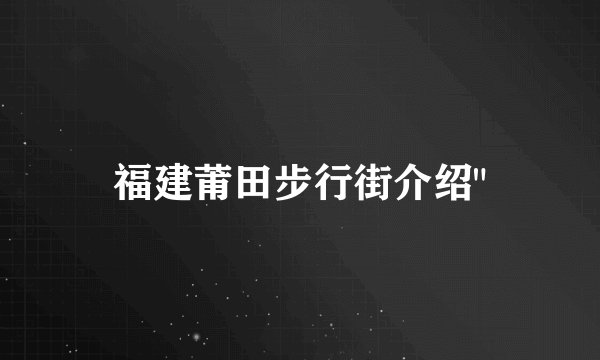 福建莆田步行街介绍