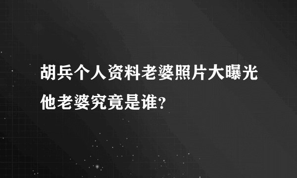 胡兵个人资料老婆照片大曝光他老婆究竟是谁?