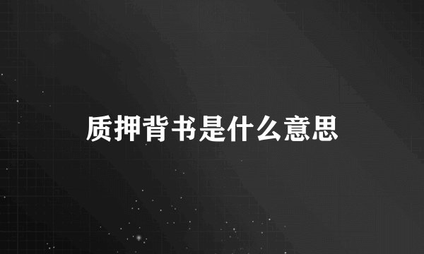 质押背书是什么意思