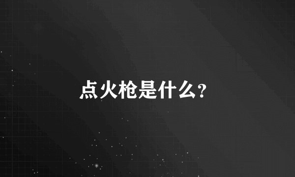 点火枪是什么？