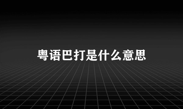 粤语巴打是什么意思