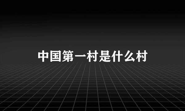 中国第一村是什么村