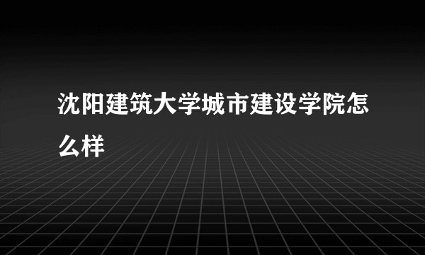沈阳建筑大学城市建设学院怎么样
