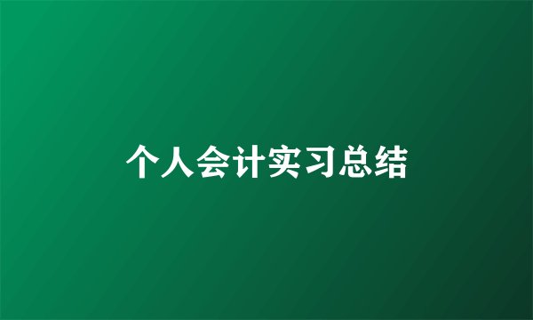 个人会计实习总结