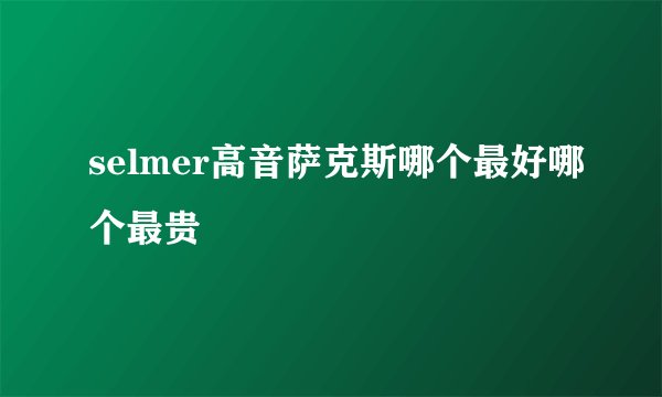 selmer高音萨克斯哪个最好哪个最贵
