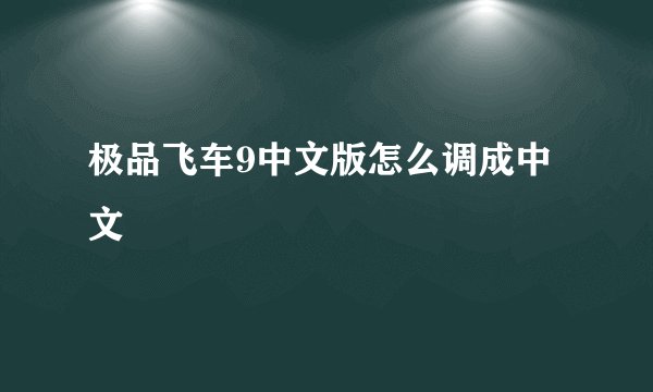 极品飞车9中文版怎么调成中文
