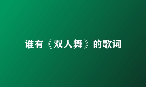 谁有《双人舞》的歌词