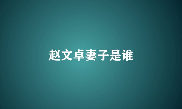 赵文卓妻子是谁