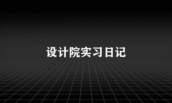 设计院实习日记