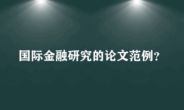 国际金融研究的论文范例？
