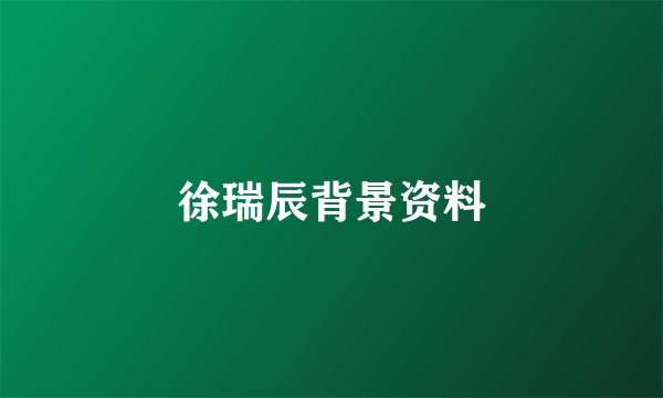 徐瑞辰背景资料