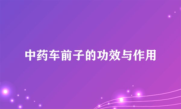 中药车前子的功效与作用