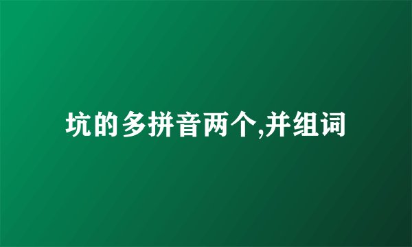 坑的多拼音两个,并组词