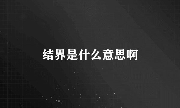 结界是什么意思啊