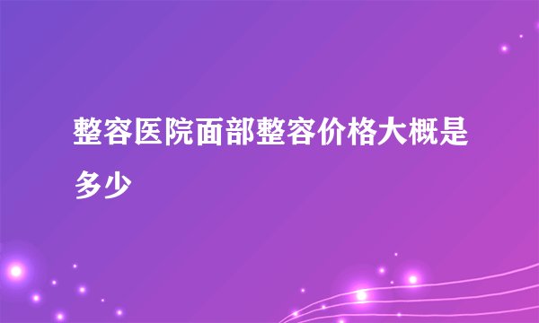 整容医院面部整容价格大概是多少