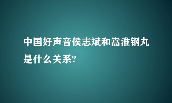 中国好声音侯志斌和嵩淮钢丸是什么关系?