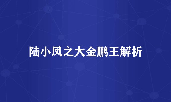 陆小凤之大金鹏王解析