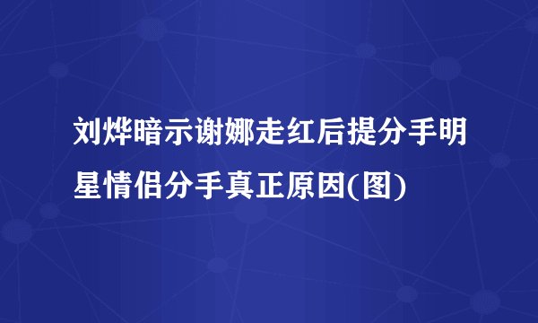 刘烨暗示谢娜走红后提分手明星情侣分手真正原因(图)