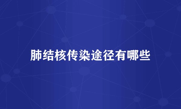 肺结核传染途径有哪些