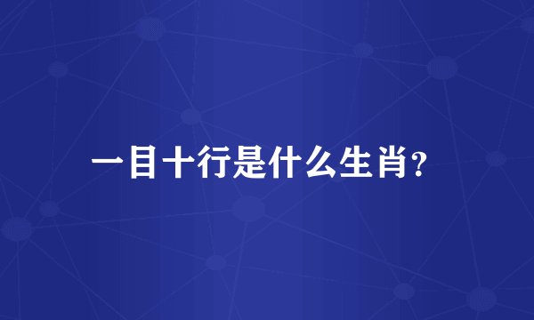 一目十行是什么生肖？