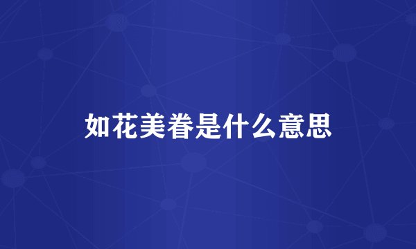 如花美眷是什么意思