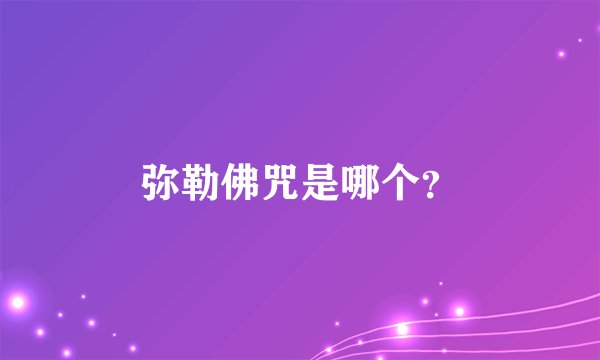 弥勒佛咒是哪个？