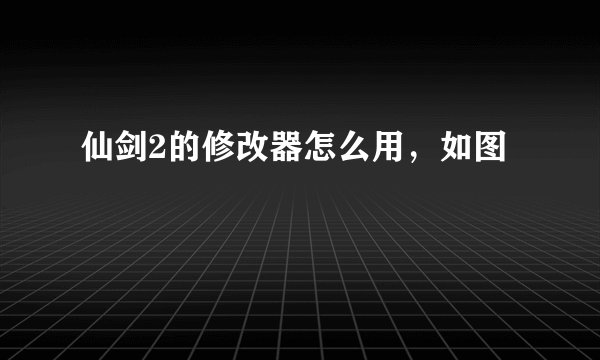 仙剑2的修改器怎么用,如图