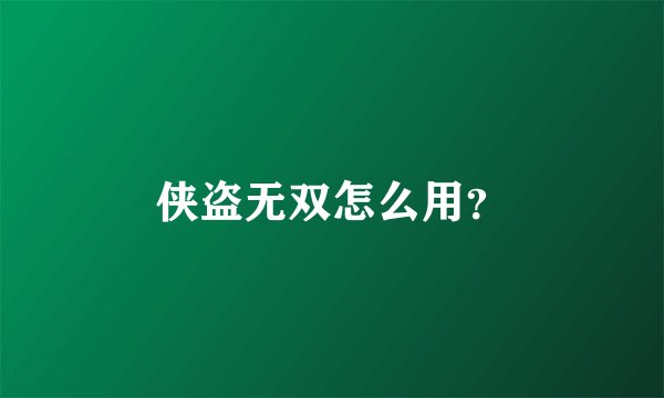 侠盗无双怎么用？