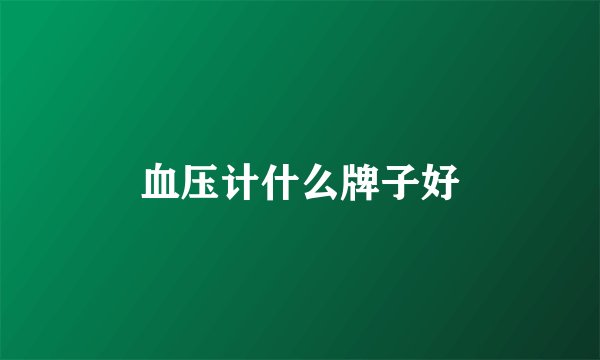 血压计什么牌子好