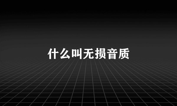 什么叫无损音质