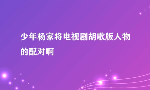少年杨家将电视剧胡歌版人物的配对啊
