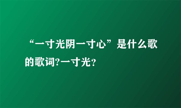 “一寸光阴一寸心”是什么歌的歌词?一寸光?