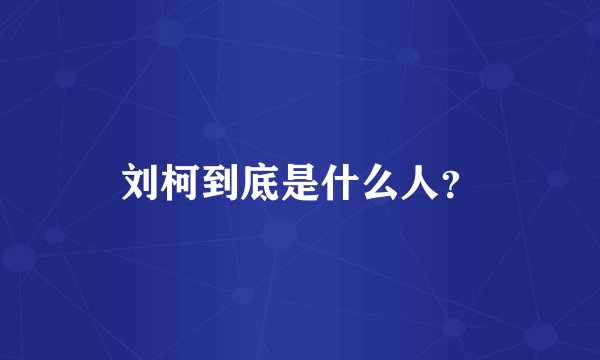 刘柯到底是什么人？