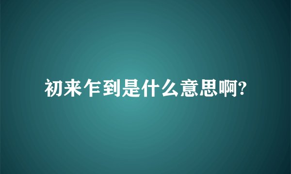 初来乍到是什么意思啊?