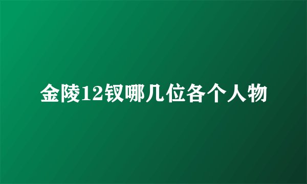 金陵12钗哪几位各个人物