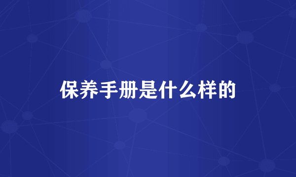保养手册是什么样的